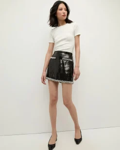 Veronica Beard Tops*Draya Rhinestone Button Tee in White