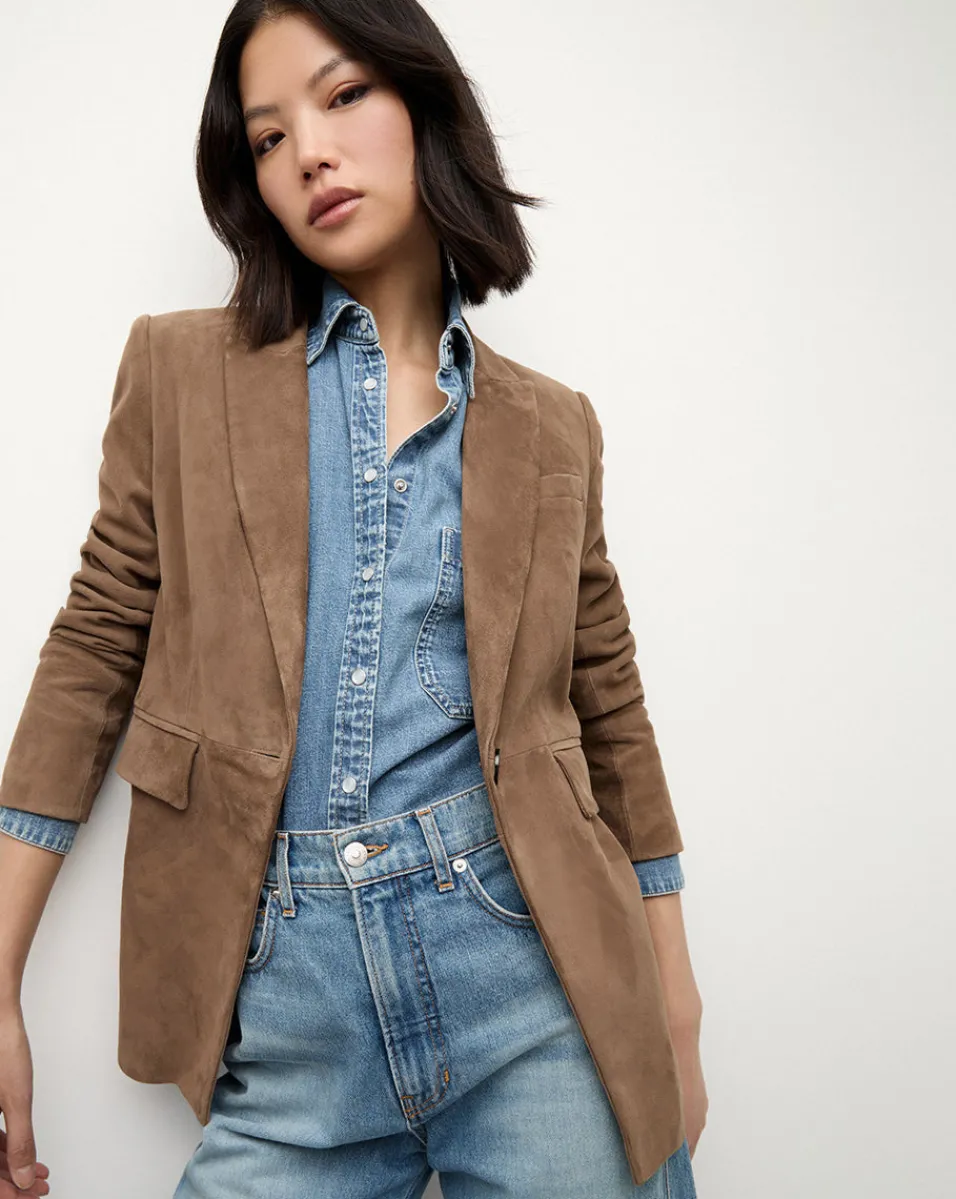 Veronica Beard Jackets & Outerwear*Duane Suede Dickey Jacket in Brown Bark