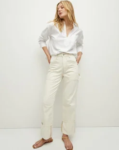 Veronica Beard Jeans*Dylan Cuffed Cargo Straight-Leg Jean in Ecru