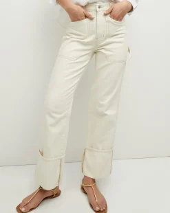 Veronica Beard Jeans*Dylan Cuffed Cargo Straight-Leg Jean in Ecru