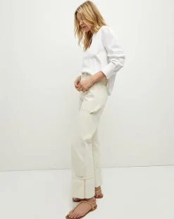 Veronica Beard Jeans*Dylan Cuffed Cargo Straight-Leg Jean in Ecru