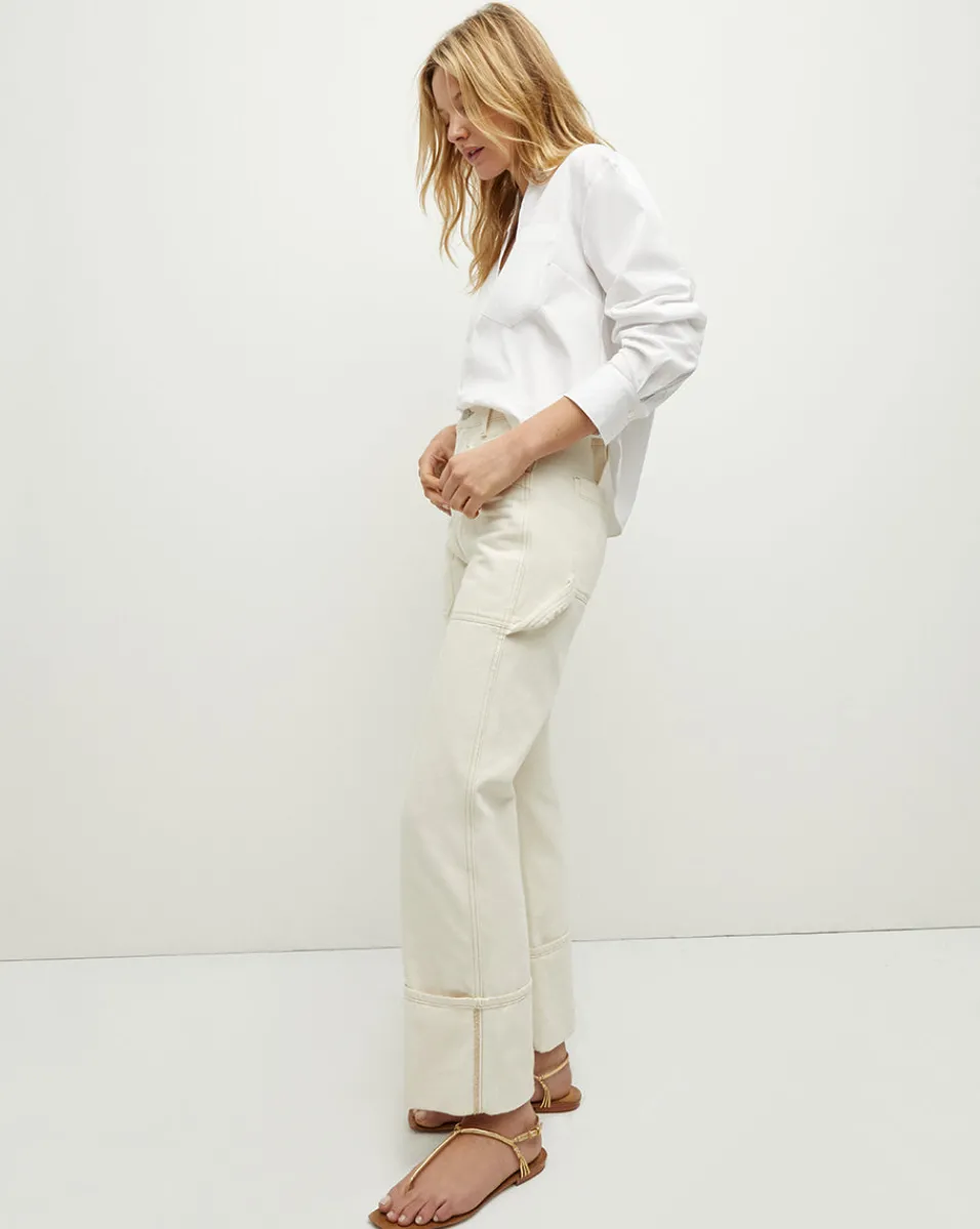 Veronica Beard Jeans*Dylan Cuffed Cargo Straight-Leg Jean in Ecru