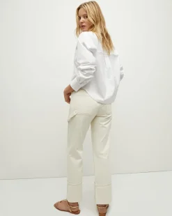 Veronica Beard Jeans*Dylan Cuffed Cargo Straight-Leg Jean in Ecru