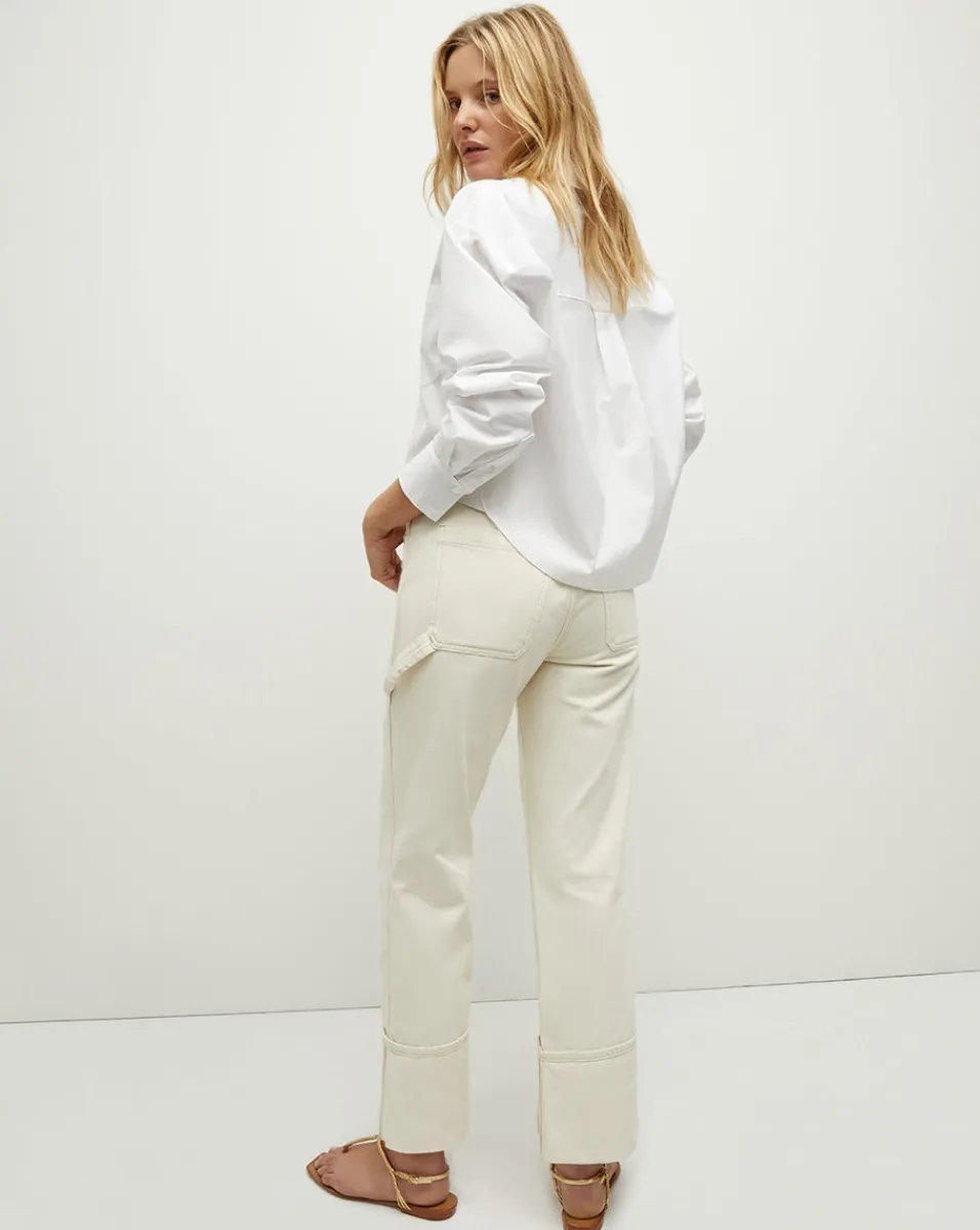 Veronica Beard Jeans*Dylan Cuffed Cargo Straight-Leg Jean in Ecru