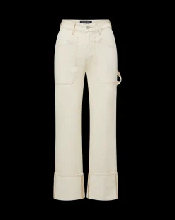 Veronica Beard Jeans*Dylan Cuffed Cargo Straight-Leg Jean in Ecru