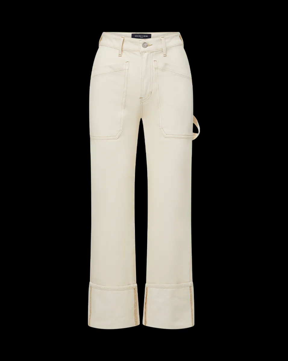 Veronica Beard Jeans*Dylan Cuffed Cargo Straight-Leg Jean in Ecru