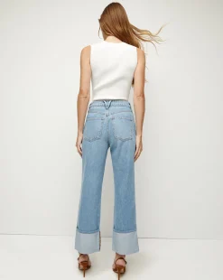 Veronica Beard Jeans*Dylan Cuffed Straight-Leg Jean in Silverwood Blue SilverwoodBlue