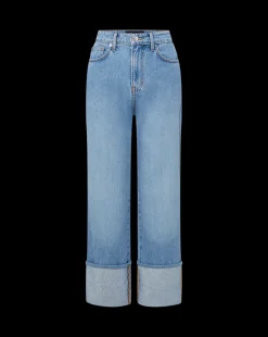 Veronica Beard Jeans*Dylan Cuffed Straight-Leg Jean in Silverwood Blue SilverwoodBlue