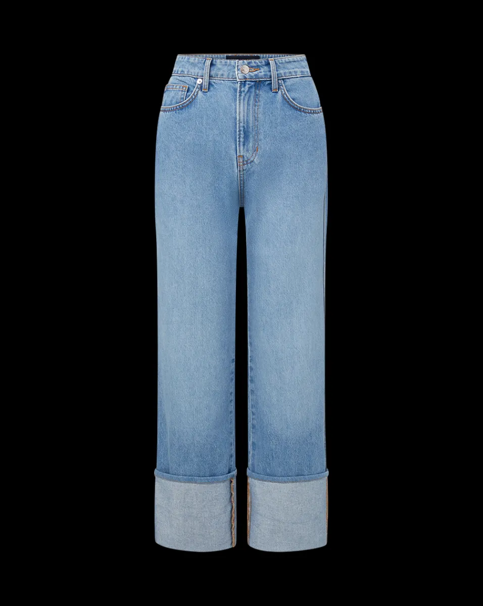Veronica Beard Jeans*Dylan Cuffed Straight-Leg Jean in Silverwood Blue SilverwoodBlue
