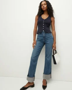 Veronica Beard Jeans*Dylan Cuffed Straight-Leg Jean in Thriller