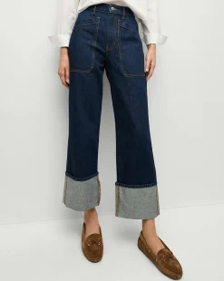 Veronica Beard Jeans*Dylan Cuffed Straight-Leg Jeans in Indigo Denim IndigoRinse