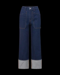 Veronica Beard Jeans*Dylan Cuffed Straight-Leg Jeans in Indigo Denim IndigoRinse