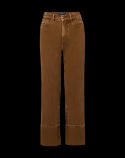 Veronica Beard Jeans|Pants*Dylan Cuffed Twill Straight-Leg Pants in Brown DeepOchre