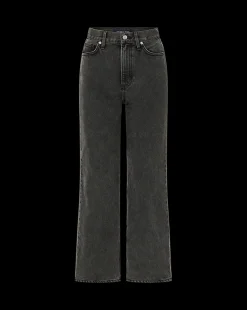 Veronica Beard Jeans|Party Dressing*Dylan Rhinestone-Stripe Straight-Leg Jean in Washed Black StonedWashedOnyx