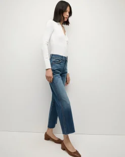 Veronica Beard Jeans*Dylan Straight-Leg Raw Hem Jean in Evening Dusk EveningDusk