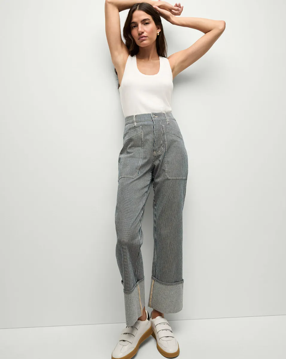 Veronica Beard Jeans*Dylan Striped Cargo Straight-Leg Jean in Solstice Stripe SolsticeStripe