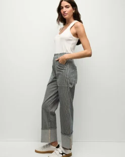 Veronica Beard Jeans*Dylan Striped Cargo Straight-Leg Jean in Solstice Stripe SolsticeStripe