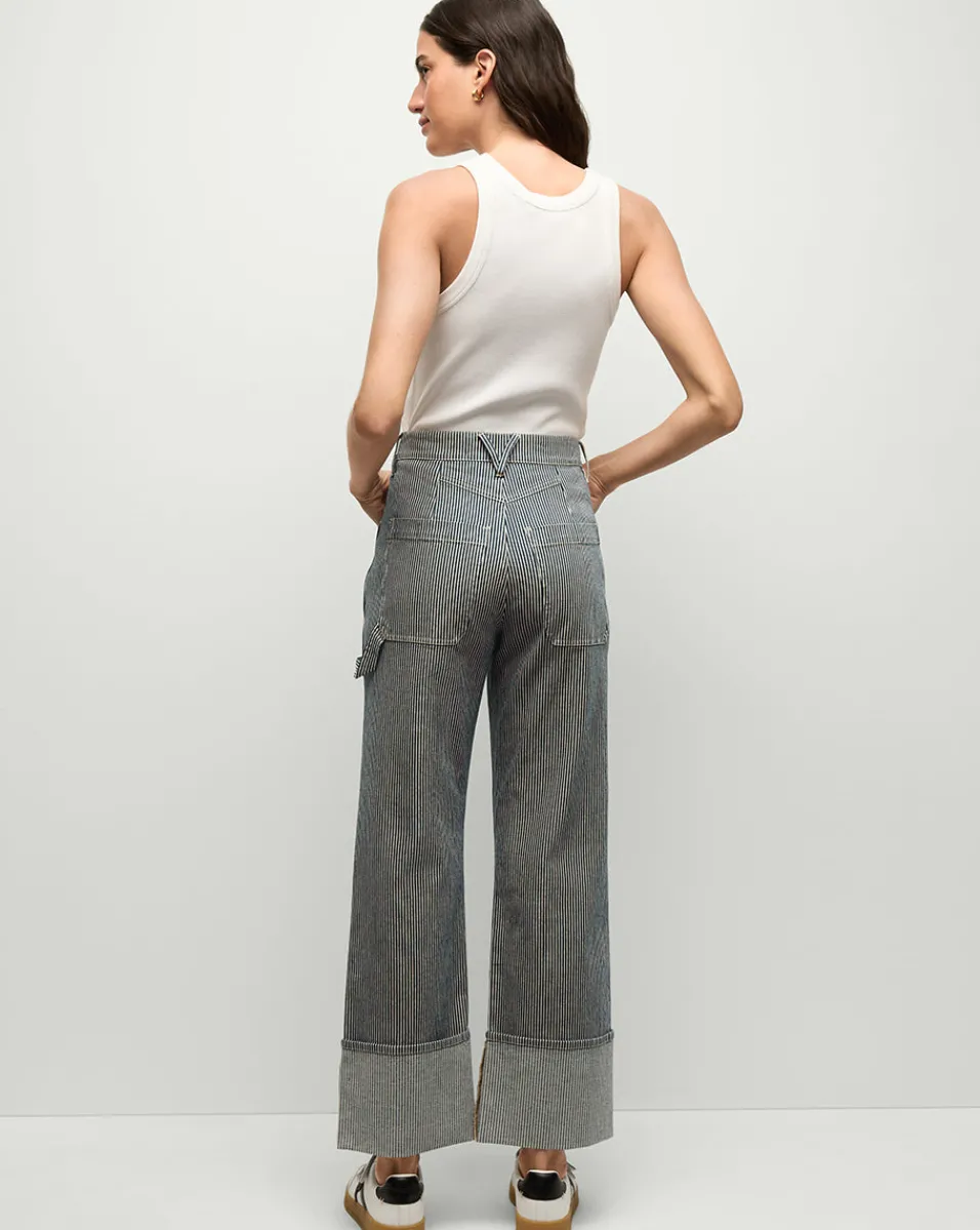 Veronica Beard Jeans*Dylan Striped Cargo Straight-Leg Jean in Solstice Stripe SolsticeStripe