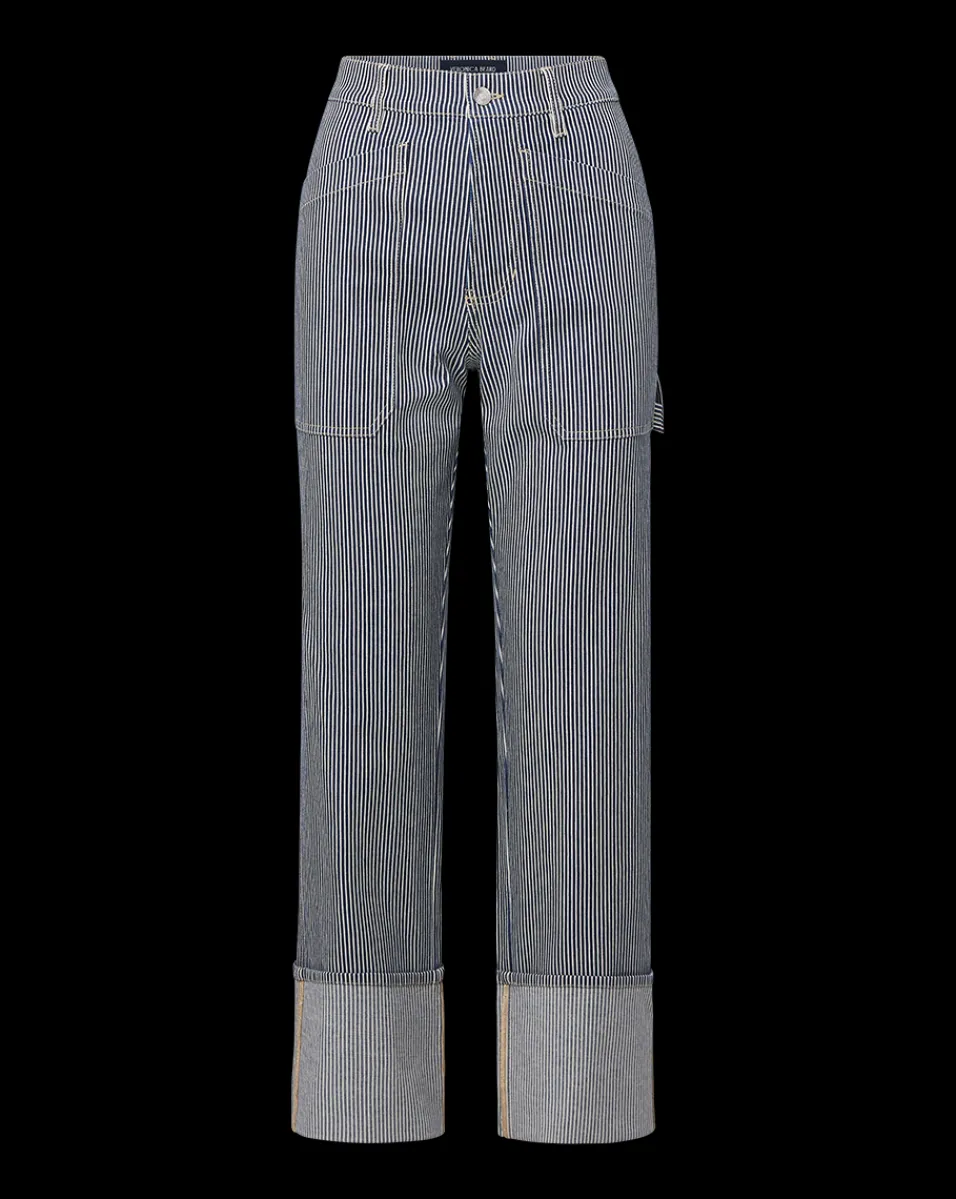 Veronica Beard Jeans*Dylan Striped Cargo Straight-Leg Jean in Solstice Stripe SolsticeStripe