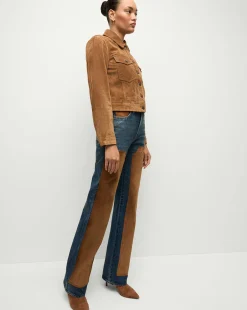 Veronica Beard Jeans|Matching Sets*Dylan Suede-Patchwork Straight-Leg Jean in Equinox Blue EquinoxBlue