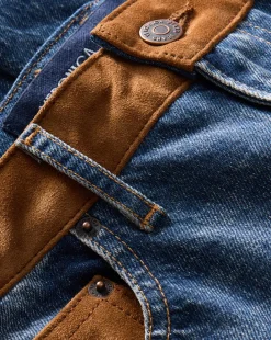 Veronica Beard Jeans|Matching Sets*Dylan Suede-Patchwork Straight-Leg Jean in Equinox Blue EquinoxBlue