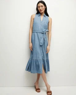 Veronica Beard Dresses*Edwina Denim Shirtdress in Iceberg