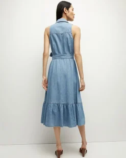 Veronica Beard Dresses*Edwina Denim Shirtdress in Iceberg