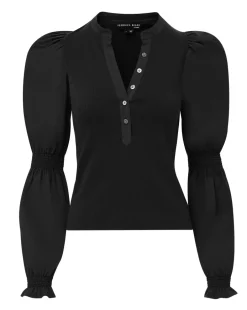 Veronica Beard Tops*Effy Puff-Sleeve Top Black