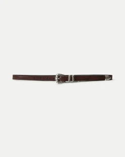 Veronica Beard Accessories*Elsa Leather Belt in Dark Brown ChocolateBrown
