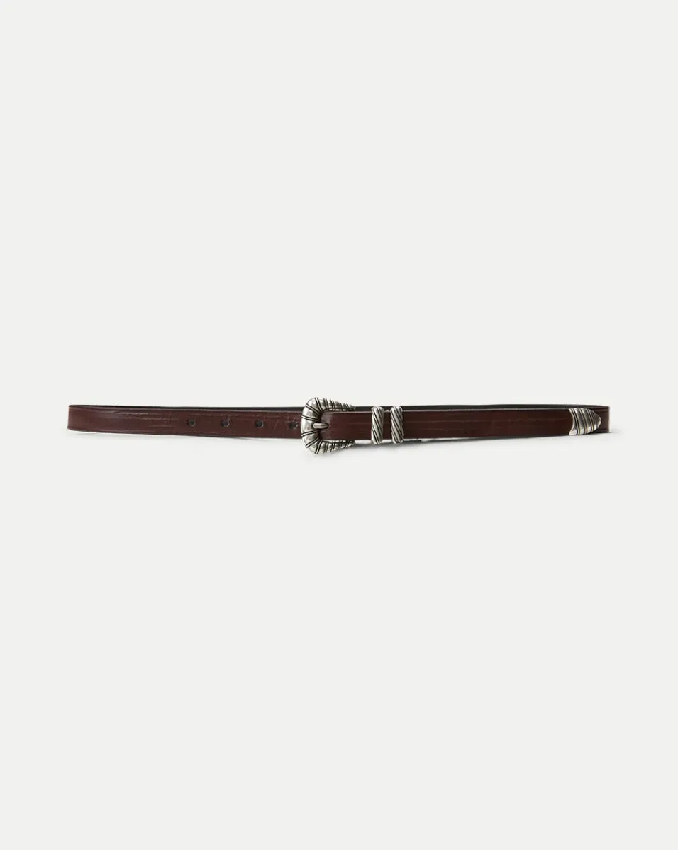 Veronica Beard Accessories*Elsa Leather Belt in Dark Brown ChocolateBrown