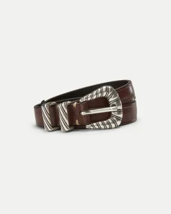 Veronica Beard Accessories*Elsa Leather Belt in Dark Brown ChocolateBrown