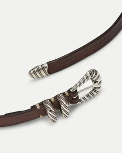 Veronica Beard Accessories*Elsa Leather Belt in Dark Brown ChocolateBrown