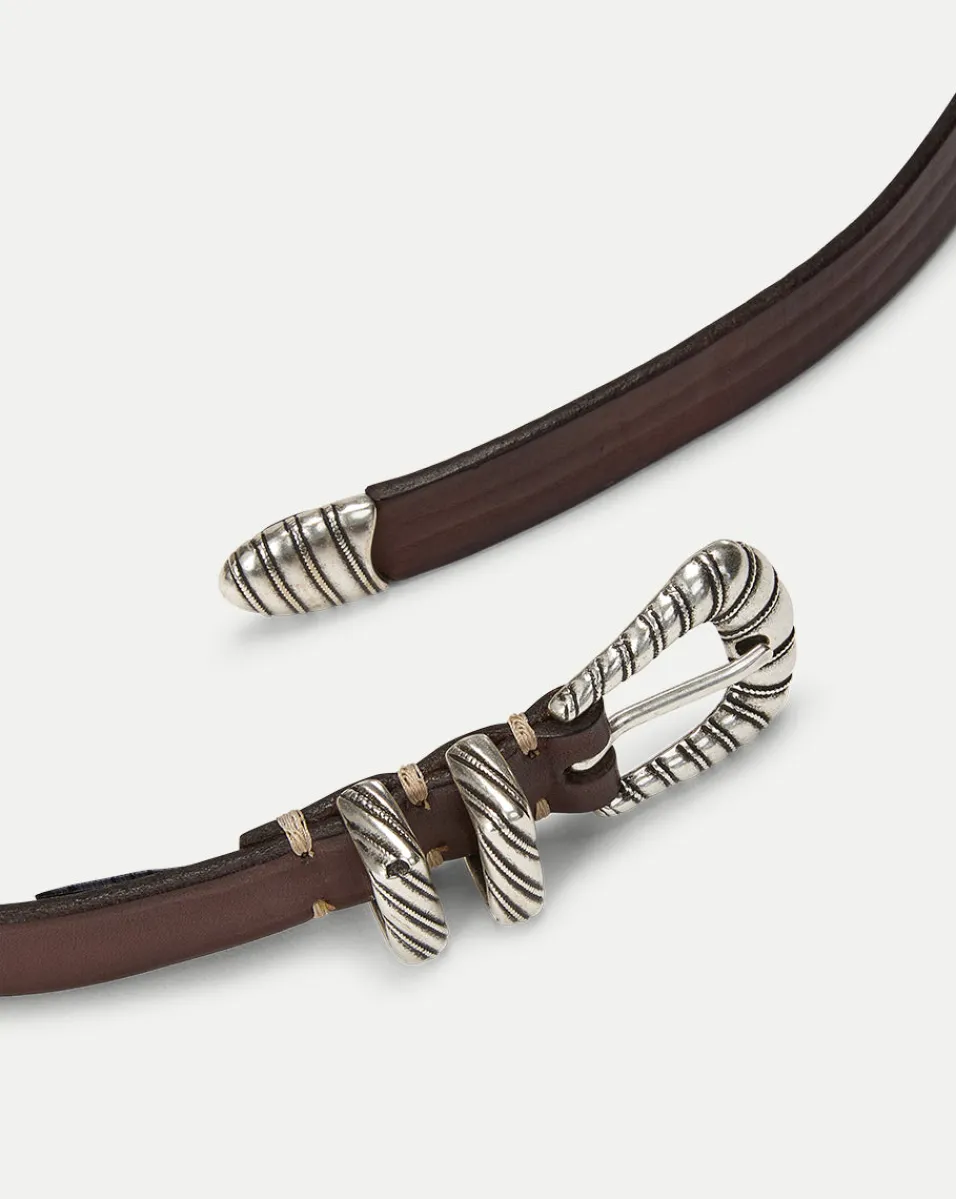 Veronica Beard Accessories*Elsa Leather Belt in Dark Brown ChocolateBrown