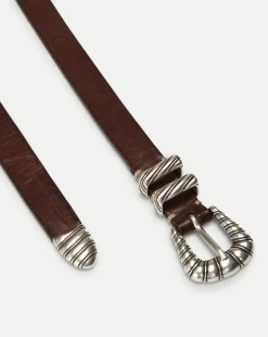Veronica Beard Accessories*Elsa Leather Belt in Dark Brown ChocolateBrown