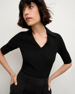 Veronica Beard Tops|Sweaters*Emily Knit Polo Shirt in Black