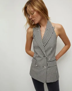 Veronica Beard Jackets & Outerwear|Tops*Enfield Gingham Halter Vest Black/Ecru