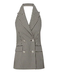 Veronica Beard Jackets & Outerwear|Tops*Enfield Gingham Halter Vest Black/Ecru