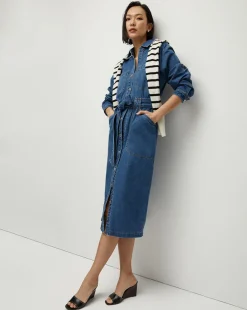 Veronica Beard Dresses*Evelyn Chambray Dress in Cornflower