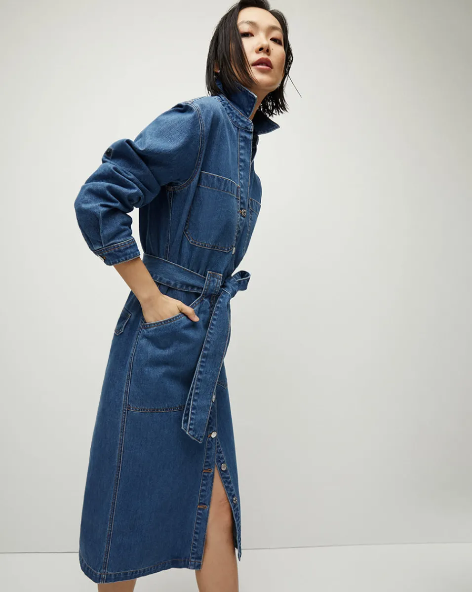 Veronica Beard Dresses*Evelyn Chambray Dress in Cornflower