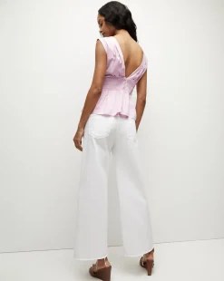 Veronica Beard Tops*Evra Deep-V Neck Ruffle-Peplum Top BarelyOrchid