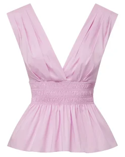 Veronica Beard Tops*Evra Deep-V Neck Ruffle-Peplum Top BarelyOrchid