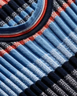 Veronica Beard Dresses*Fabiana Ribbed Dress in Blue Multi BlueMulti