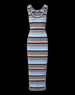Veronica Beard Dresses*Fabiana Ribbed Dress in Blue Multi BlueMulti