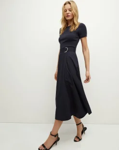 Veronica Beard Dresses*Facia Mixed-Media Dress in Navy