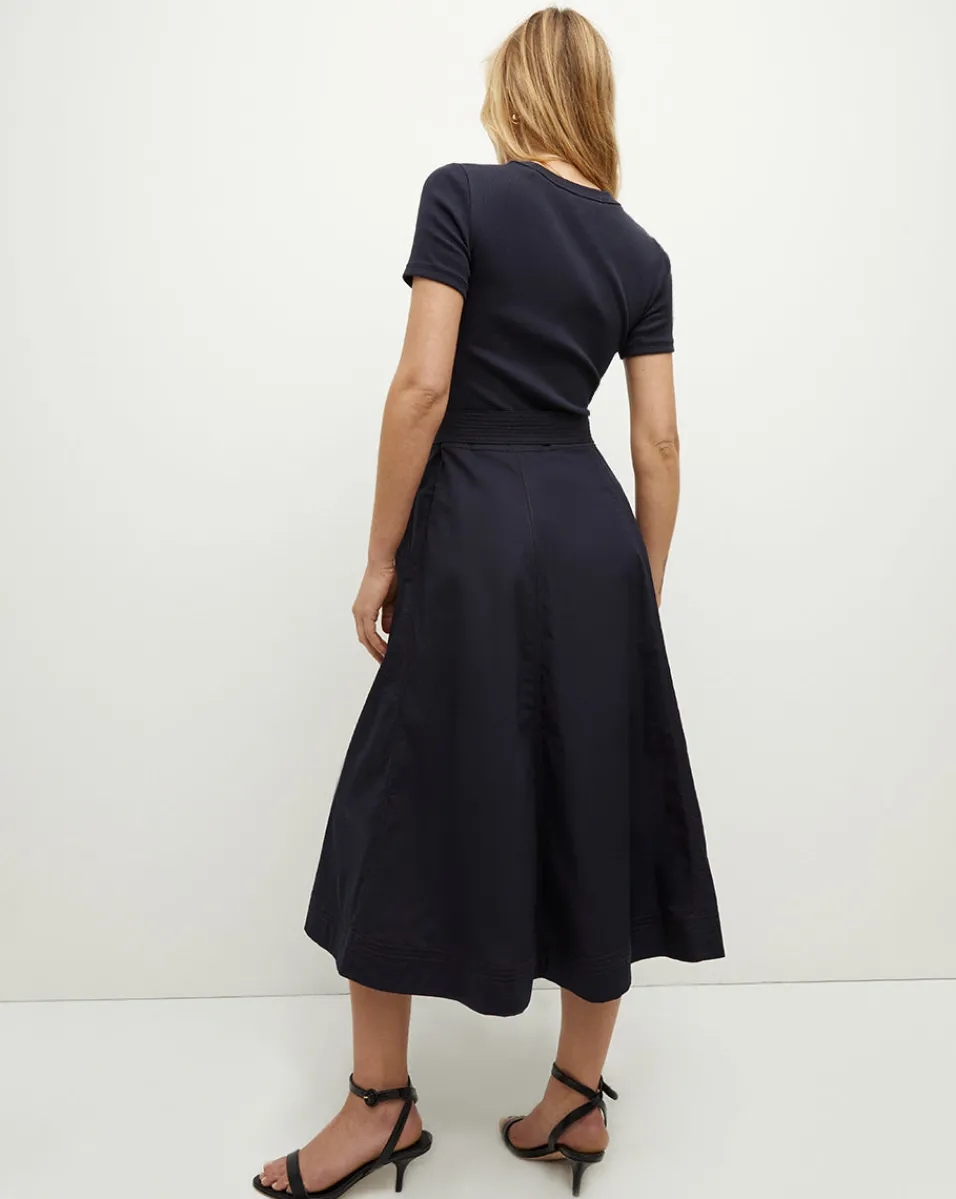 Veronica Beard Dresses*Facia Mixed-Media Dress in Navy