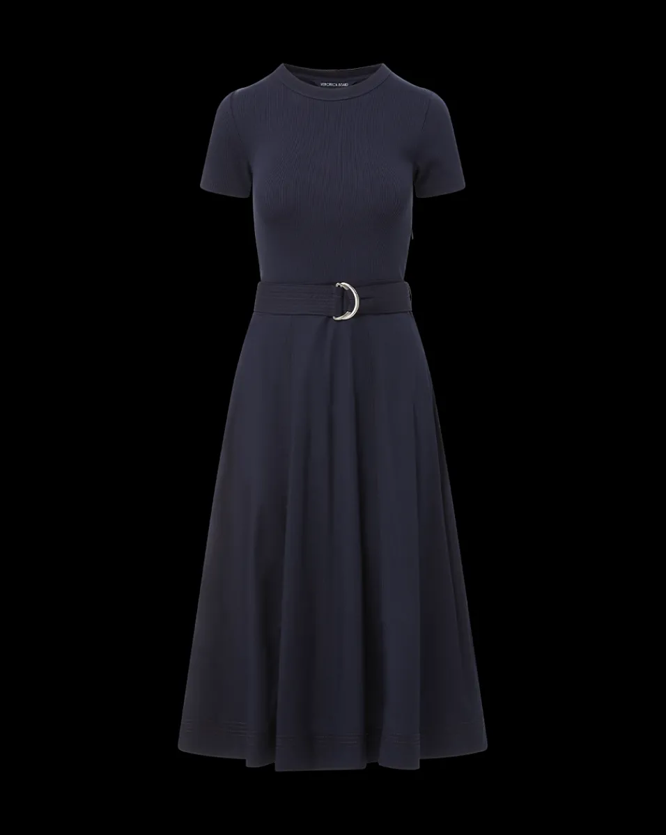 Veronica Beard Dresses*Facia Mixed-Media Dress in Navy