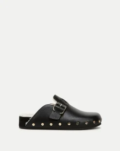 Veronica Beard Flats & Loafers|The Gift Guide*Fern Shearling Clog in Leather Black