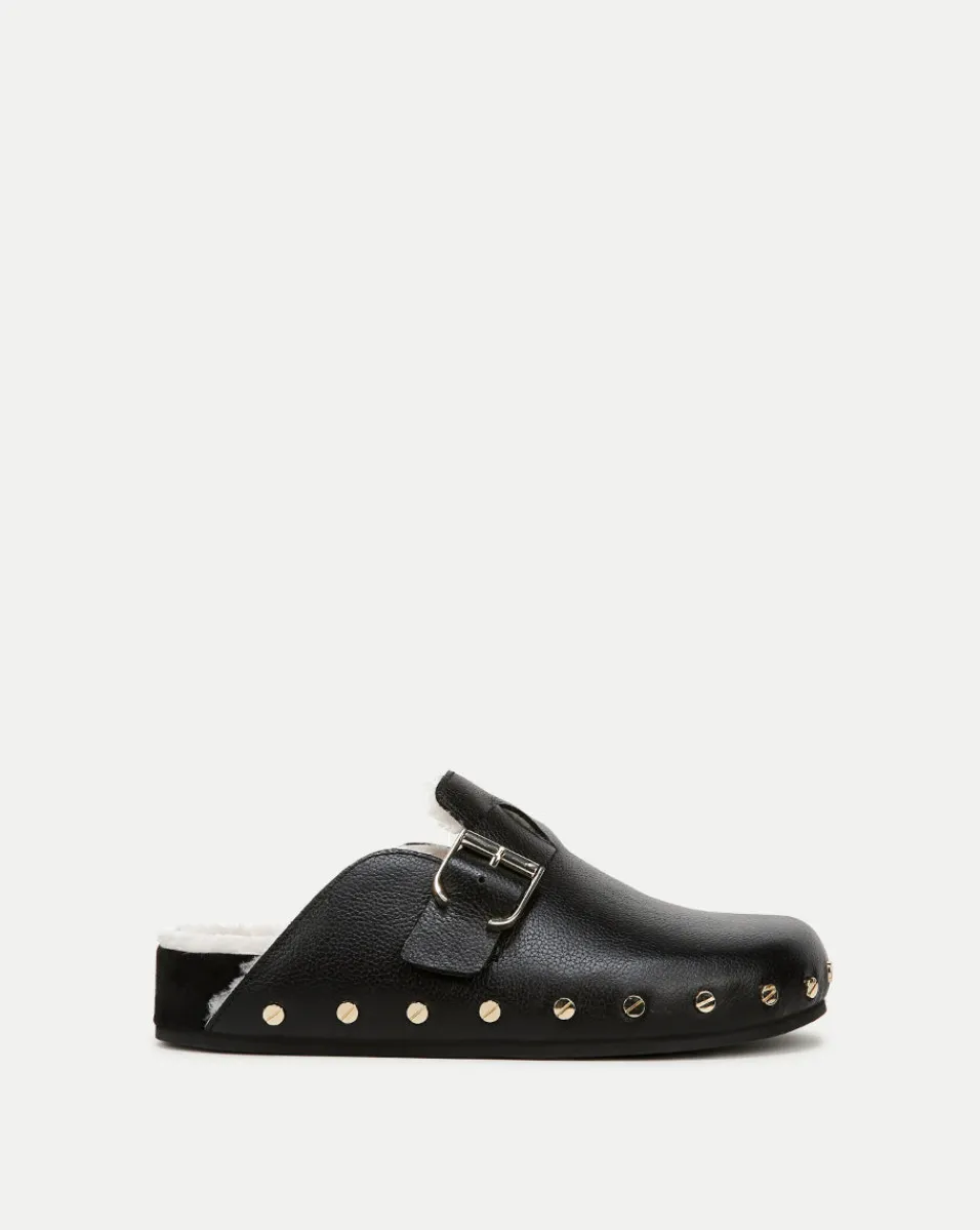Veronica Beard Flats & Loafers|The Gift Guide*Fern Shearling Clog in Leather Black