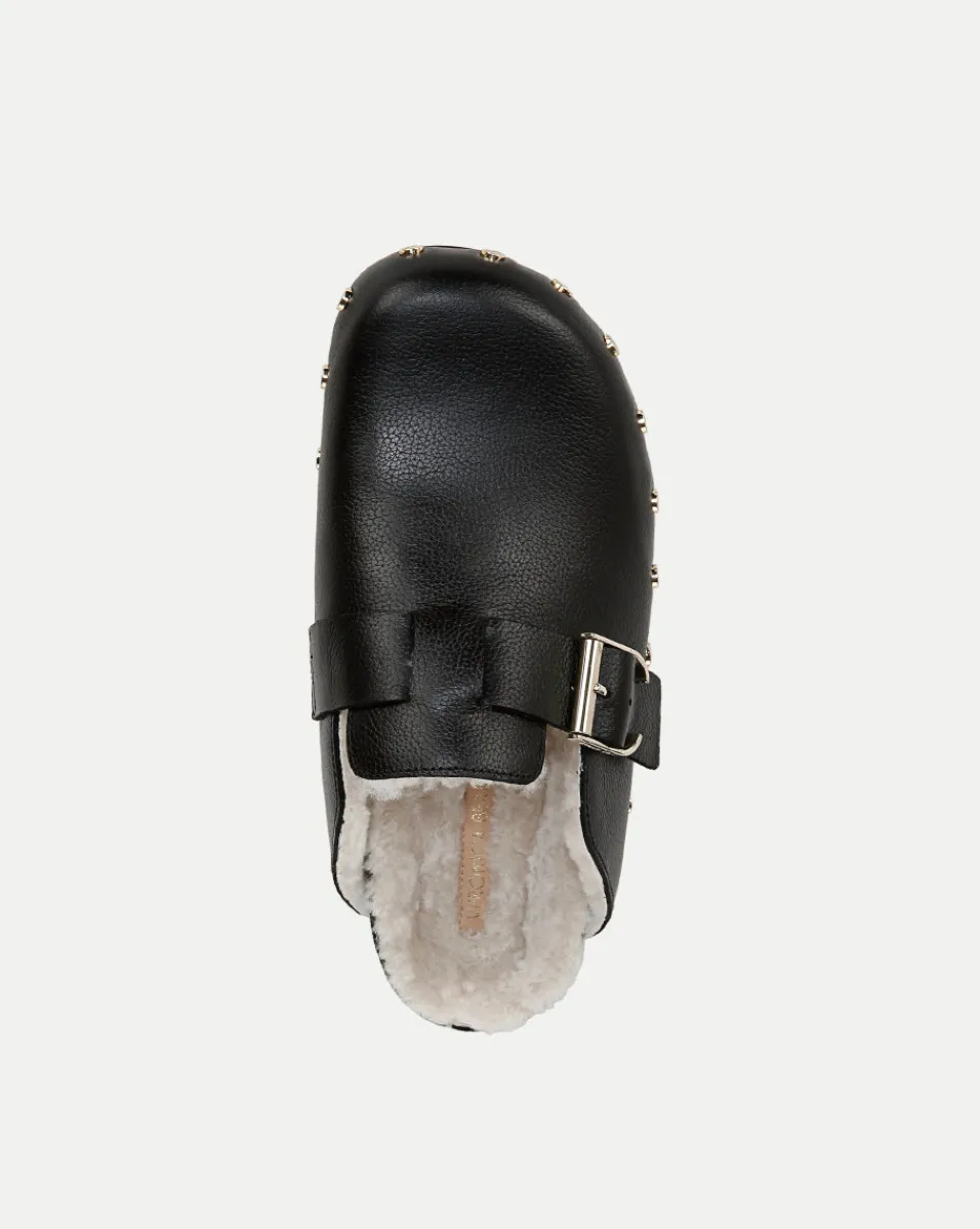 Veronica Beard Flats & Loafers|The Gift Guide*Fern Shearling Clog in Leather Black