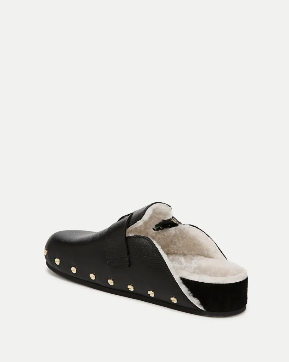 Veronica Beard Flats & Loafers|The Gift Guide*Fern Shearling Clog in Leather Black